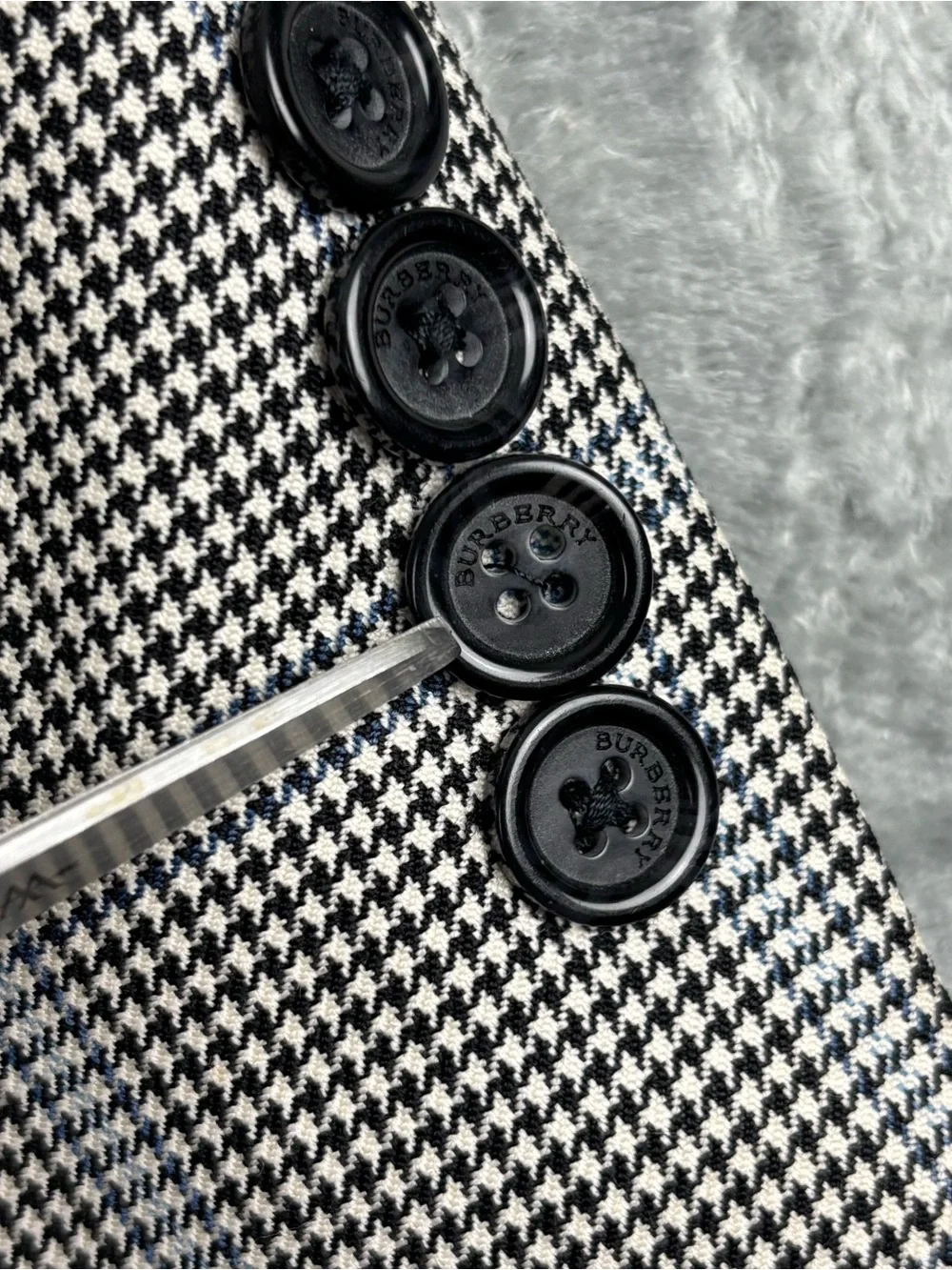 Burberry London Blazer Men 41R Gray Houndstooth Plaid Kensington Sport Coat Wool